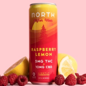 north higher vibes raspberry lemon 5mg thc/10mg cbd 6 cans